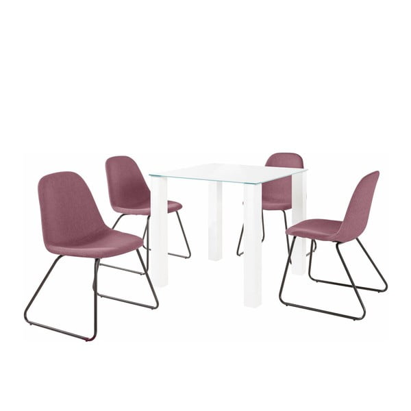 Stalo ir 4 rožinių kėdžių rinkinys Støraa Dante Colombo