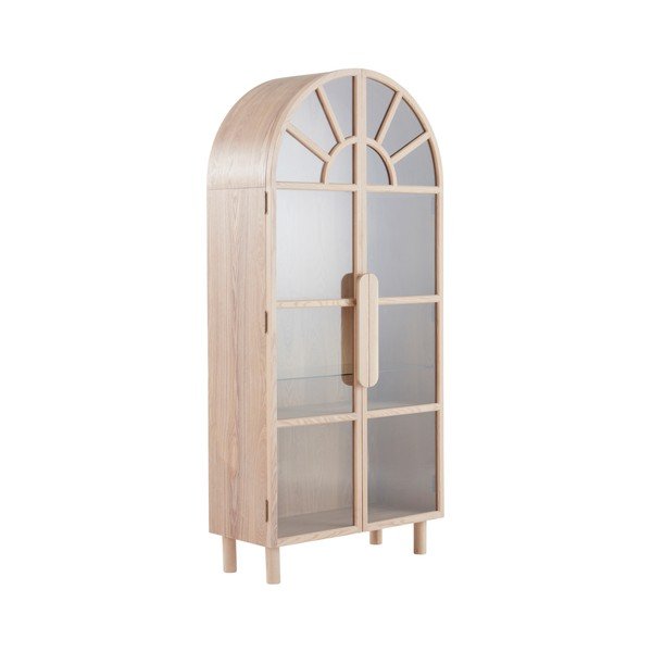 Šviesios natūralios spalvos vitrina iš uosio 90x195x40 cm Sandor – Jotex