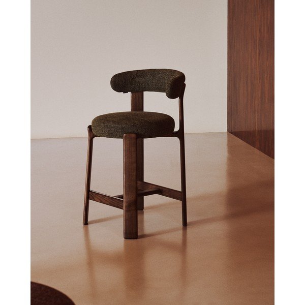 Žalios spalvos/tamsios natūralios spalvos iš uosio masyvo baro taburetė (sėdynės aukštis 65 cm) Granite – Kave Home-image-1