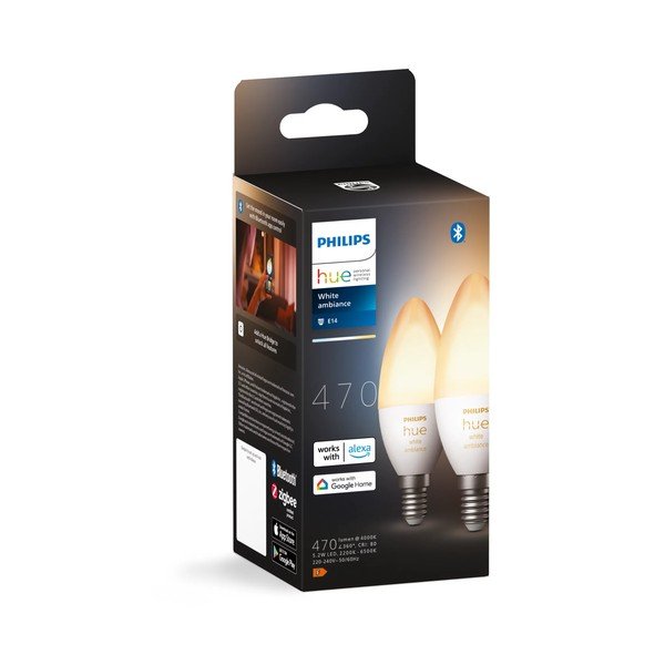 LED lemputės 2 vnt. 5 W E14, White ambiance – Philips Hue