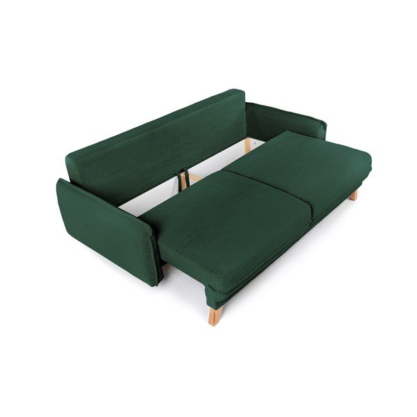 Tamsiai žalios spalvos sulankstoma/su sandėliavimo vieta sofa iš kordinio velveto 218 cm Tori – Bonami Selection-image-3