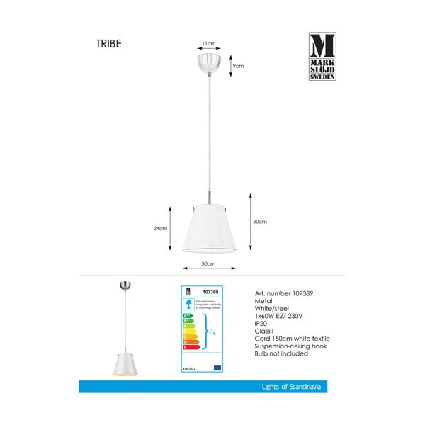 Baltas lubinis šviestuvas Markslöjd Tribe, ø 30 cm-image-2