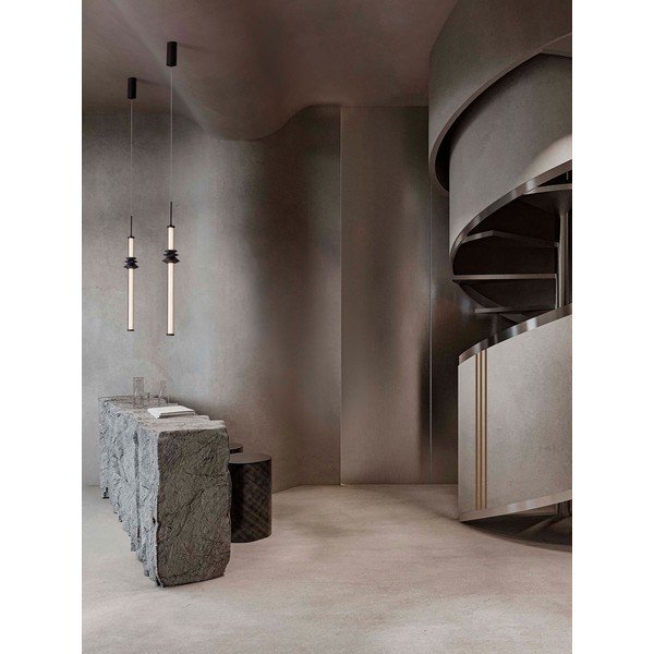 Matinės juodos spalvos iš keramikos kabantis šviestuvas LED su pritemdymo funkcija ø 8 cm su gaubtu iš akrilo stiklo Stalactite – Nova Luce-image-1