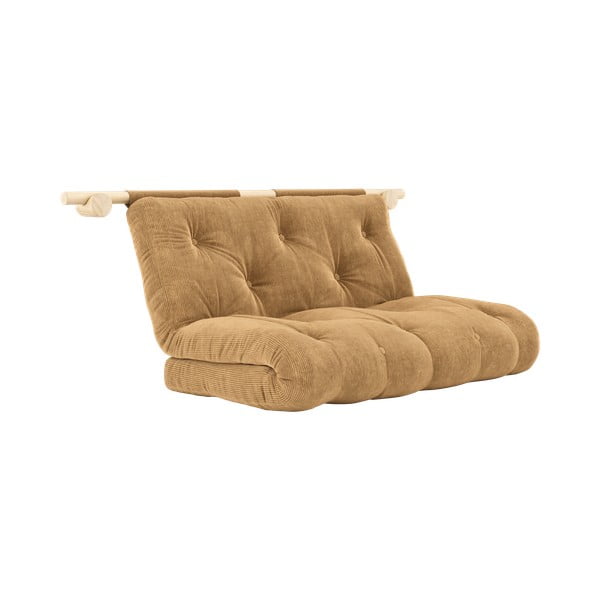 Šviesiai rudos spalvos iš kordinio velveto sulankstoma sofa 135 cm Hooked – Karup Design