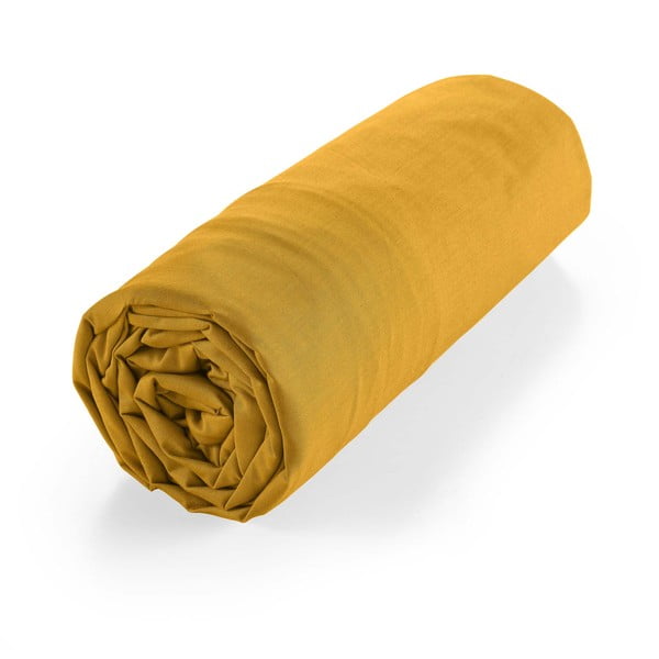 Paklodė iš organiškos medvilnės geltonos spalvos su guma 160x200 cm Biolina – douceur d'intérieur-image-4