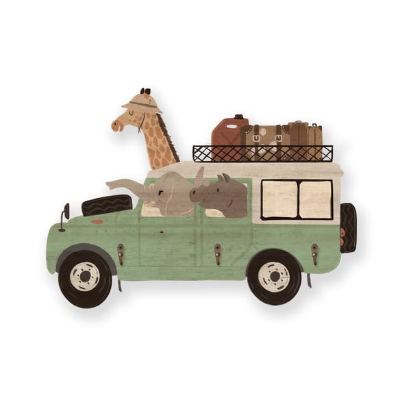Žalias vaikiškas sieninis pakabukas Safari Van - Little Nice Things