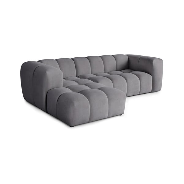 Pilkos spalvos iš velveto kampinė sofa (su kairiuoju kampu/su gultu) Cube – Bonami Selection-image-4