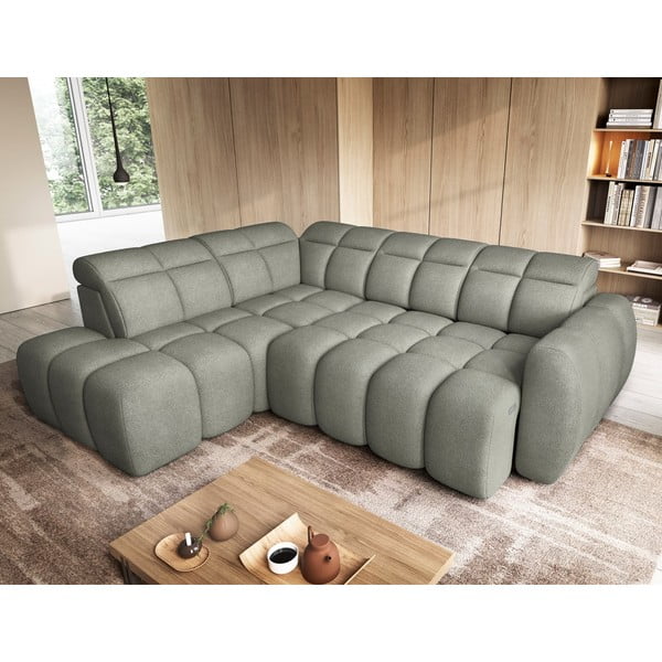 Pilkai žalios spalvos iš boucle sulankstoma/su sandėliavimo vieta kampinė sofa (su kairiuoju kampu/„L“ formos) Falconn – ELTAP-image-4