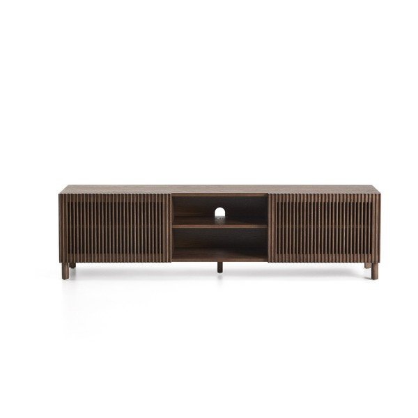 Tamsiai rudos spalvos TV spintelė iš riešutmedžio 180x49,5x42,5 cm Beyla – Kave Home-image-2