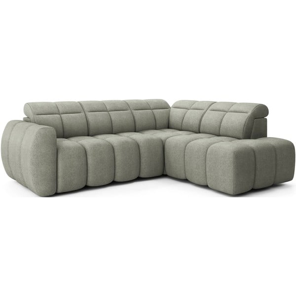 Pilkai žalios spalvos iš boucle sulankstoma/su sandėliavimo vieta kampinė sofa (su dešiniuoju kampu/„L“ formos) Falconn – ELTAP-image-2