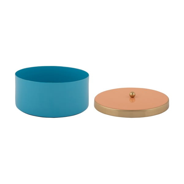 Dekoratyvinė mėlynos spalvos iš metalo daiktadėžė ø 16x6 cm Double Funky – PT LIVING-image-4
