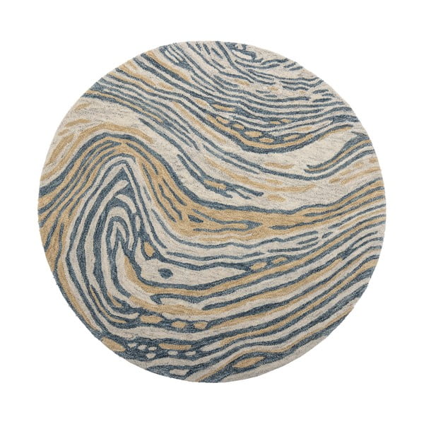 Iš vilnos apvalios formos kilimas mėlynos spalvos/rudos spalvos ø 120 cm Tiger – Bloomingville