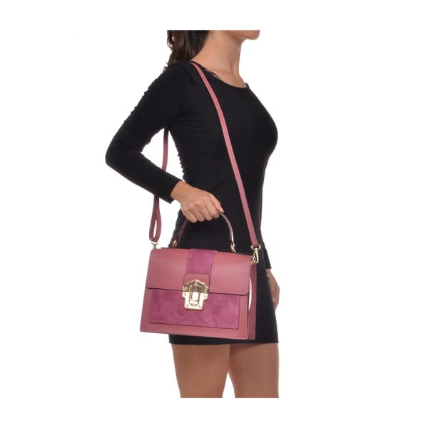 Rožinė odinė rankinė Isabella Rhea, 22 x 27 cm-image-4