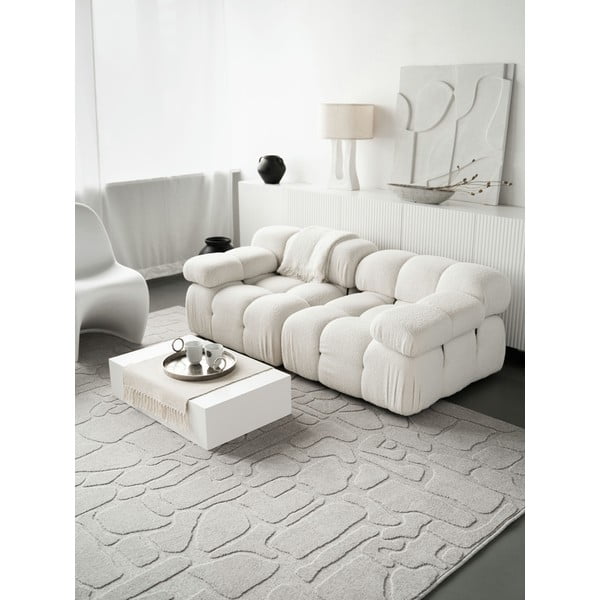 Iš vilnos kilimas šviesiai pilkos spalvos 160x230 cm Morphic Dunes – Agnella-image-1