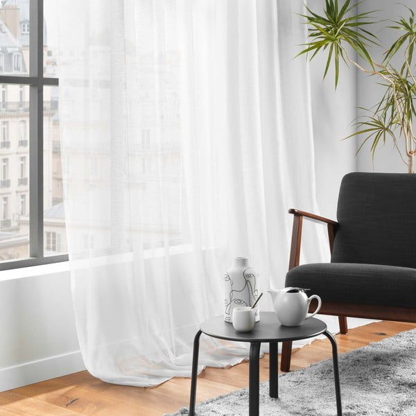 Baltos spalvos iš šydo permatoma užuolaida 300x240 cm Lissea – douceur d'intérieur-image-1