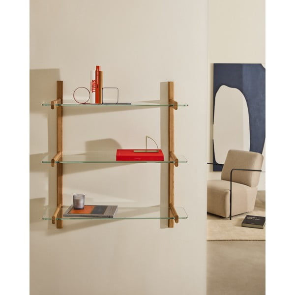 Natūralios spalvos iš stiklo modulinė lentyna 90x98x30,5 cm Sitra – Kave Home-image-1