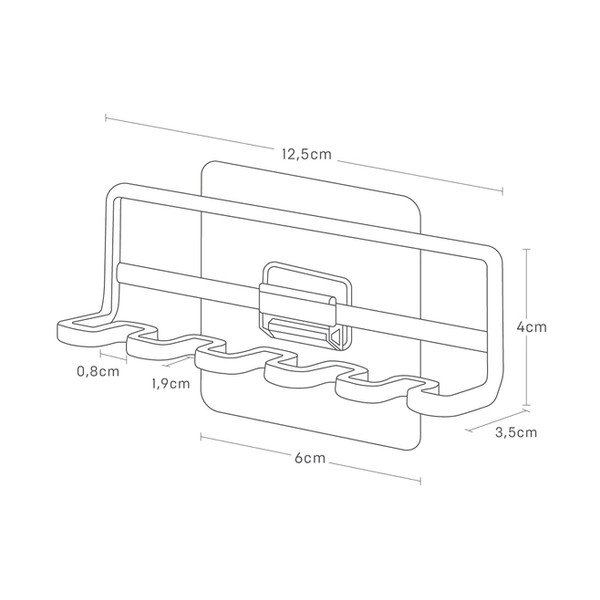 Klijuojamas iš metalo dantų šepetėlio laikiklis baltos spalvos Film Hook – YAMAZAKI-image-4