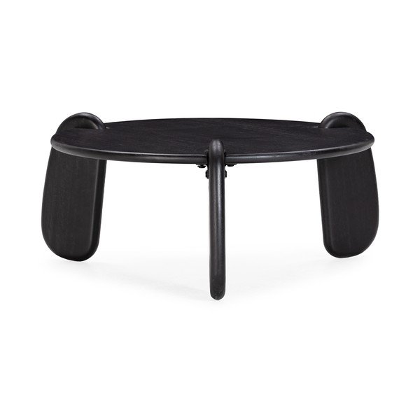 Juodos spalvos iš mango masyvo apvalios formos kavos staliukas ø 80 cm Tamira – MOME