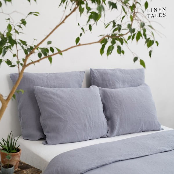 Šviesiai pilka kanapių pluošto dvigulė patalynė 200x220 cm - Linen Tales-image-4
