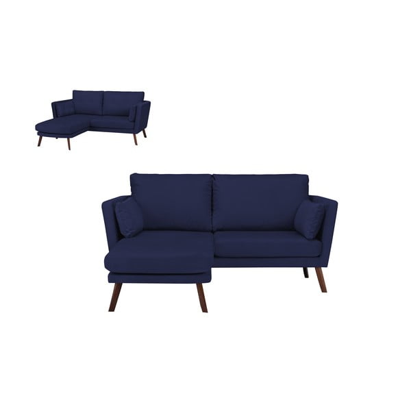 Tamsiai mėlyna trijų vietų sofa "Mazzini Sofas Elena", su šezlongu kairiajame kampe-image-3