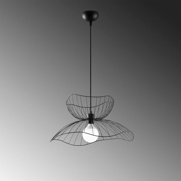 Juodos spalvos kabantis šviestuvas ø 50 cm su metaliniu gaubtu Farac – Opviq lights-image-4