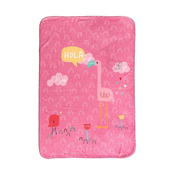 Rožinė mikropluošto antklodė kūdikiams 140x110 cm Hola - Moshi Moshi
