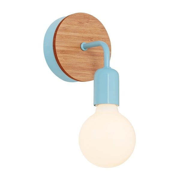 Šviesiai mėlynas sieninis šviestuvas su medinėmis detalėmis Homemania Decor Valetta
