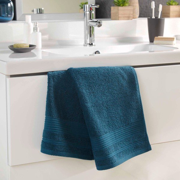 Iš frote audinio iš medvilnės rankšluostis tamsiai mėlynos spalvos 50x90 cm Tendresse – douceur d'intérieur-image-1