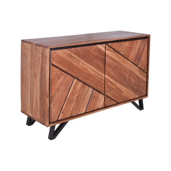 Natūralios spalvos iš akacijos masyvo spintelė 120x78x40 cm Ambala – Interia Home & Living-image-2