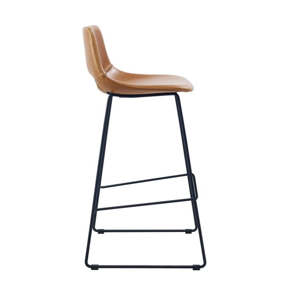 Konjako rudos spalvos iš dirbtinės odos baro taburetė (sėdynės aukštis 76 cm) Zahara – Kave Home-image-3