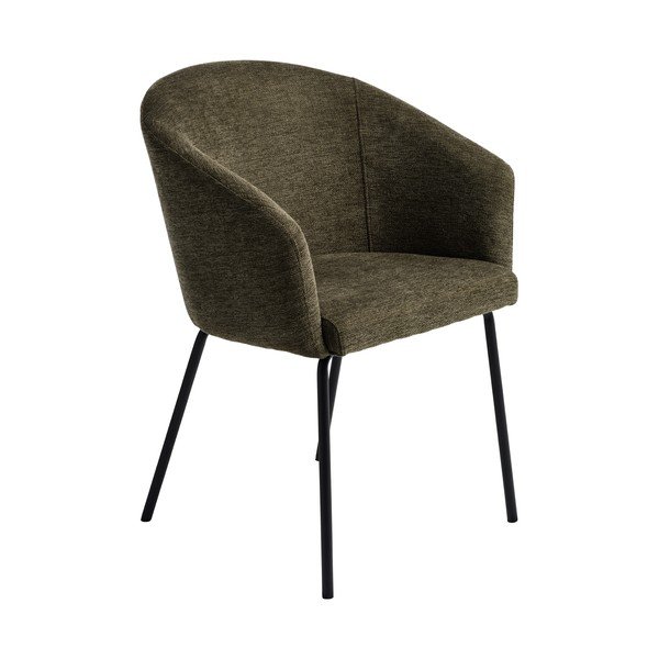 Khaki spalvos iš audinio valgomojo kėdė su porankiais Easton – Unique Furniture