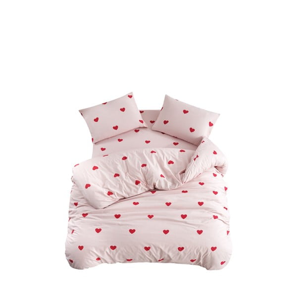 Rožinės spalvos viengulė/itin ilga patalynė su paklode/3 dalių 160x220 cm Red Heart – Mila Home