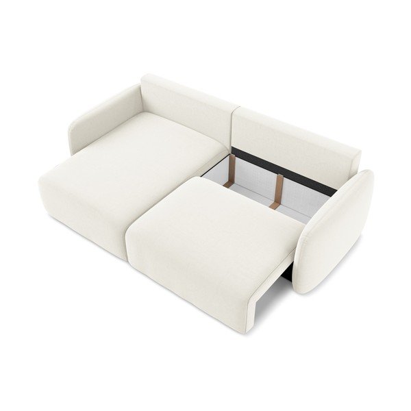 Kreminės spalvos sulankstoma/su sandėliavimo vieta kampinė sofa iš velveto (su kairiuoju kampu/su gultu) Kalena – Makamii-image-4