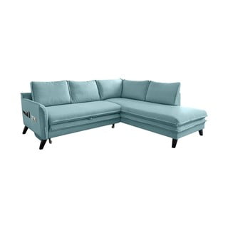 Šviesiai mėlyna sofa-lova Miuform Charming Charlie L, dešinysis kampas