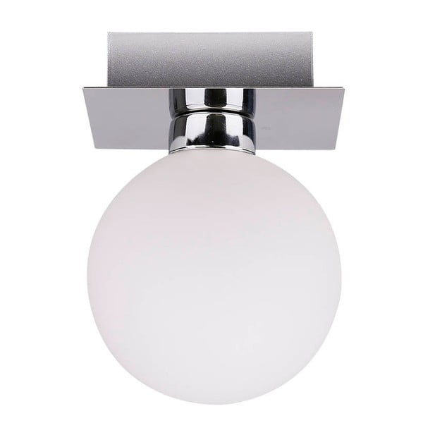 Sidabrinės spalvos lubinis šviestuvas su stikliniu gaubtu 10x10 cm Oden - Candellux Lighting