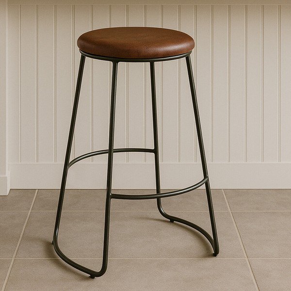 Juodos spalvos/rudos spalvos iš audinio baro taburetė (sėdynės aukštis 64 cm) Brixton – Premier Housewares-image-2