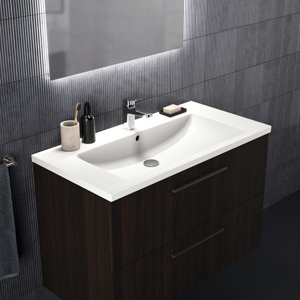 Pakabinama spintelė po kriaukle tamsiai rudos spalvos iš ąžuolo 100x63 cm i.Life B – Ideal Standard-image-1