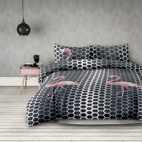 2 mikropluošto viengulės lovos paklodžių rinkinys "AmeliaHome Flamingo Dark", 155 x 220 cm