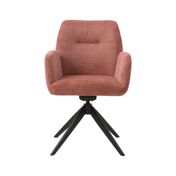 Rožinės spalvos iš audinio valgomojo kėdė su porankiais Roxana – Unique Furniture-image-2