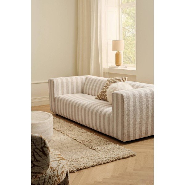 Smėlio spalvos/kreminės spalvos sofa iš šenilinio audinio 220 cm Lisa – Ellos Home-image-1