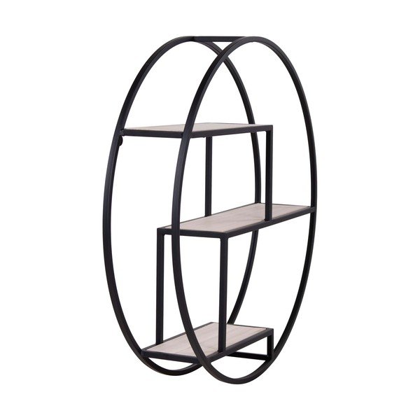 Iš paulovnijos masyvo kelių aukštų sieninė lentyna juodos spalvos/natūralios spalvos 62 cm Rotterdam – House Nordic-image-4