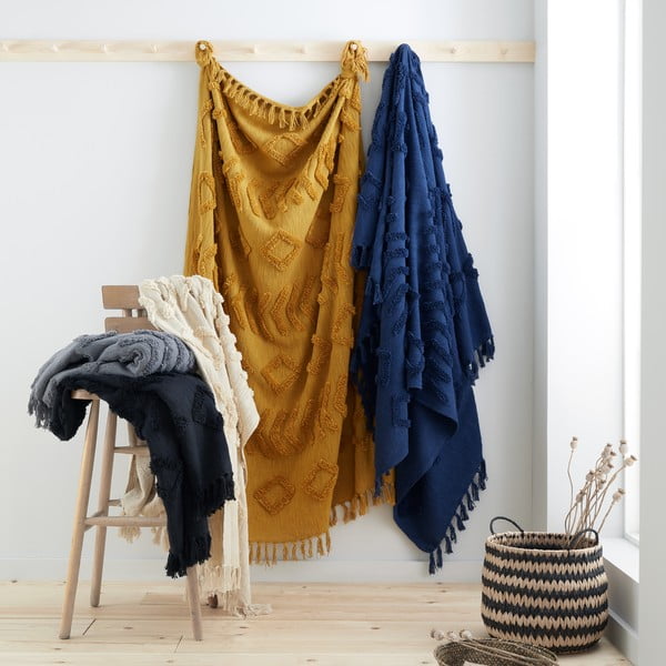 Geltona/oranžinė iš medvilnės antklodė ir pledas 137x170 cm Kabeli – Pineapple Elephant-image-3