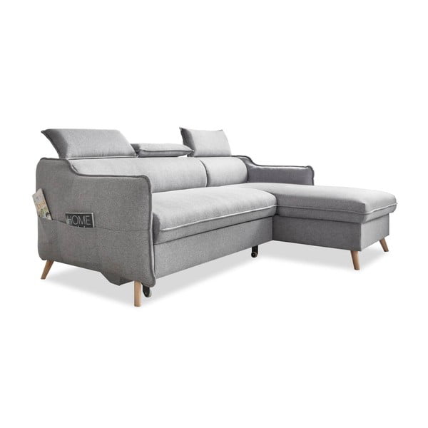 Sulankstoma kampinė sofa šviesiai pilkos spalvos (su dešiniuoju kampu) Sweet Harmony – Miuform