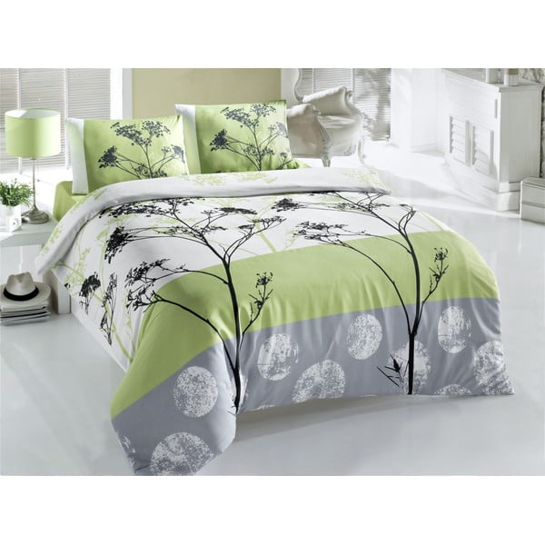 Dvigulės lovos patalynė su paklode Blezza Green, 160 x 220 cm