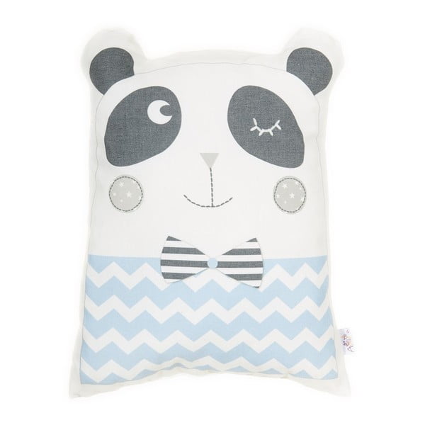 Mėlyna vaikiška medvilninė pagalvė Mike & Co. NEW YORK Panda, 25 x 36 cm