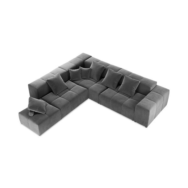 Pilka aksominė kampinė sofa (kintama) Rome Velvet - Cosmopolitan Design-image-4