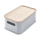 Pilka dėžutė su dangteliu pagaminta iš paulovnijos medienos iDesign Eco Handled, 21,3 x 30,2 cm