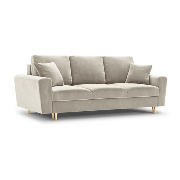 Smėlio spalvos iš velveto sulankstoma/su sandėliavimo vieta sofa 235 cm Kyoto – Cosmopolitan Design-image-1