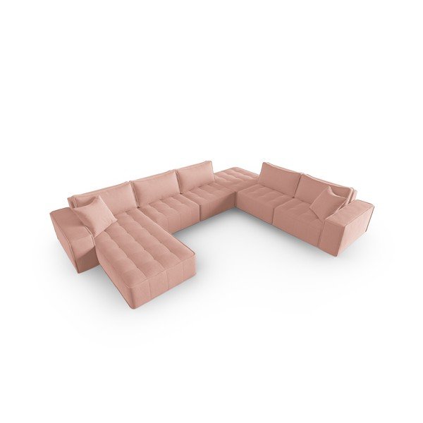 Kampinė sofa rožinės spalvos (su dešiniuoju kampu) Mike – Micadoni Home-image-2