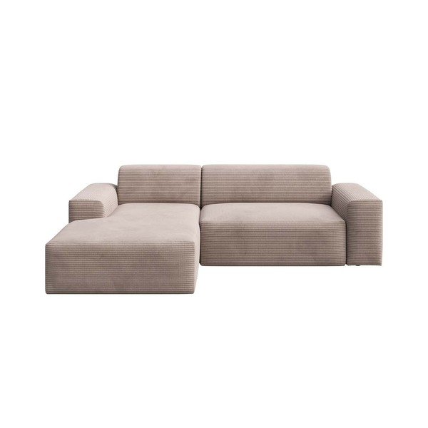 Smėlio spalvos iš kordinio velveto sulankstoma/su sandėliavimo vieta kampinė sofa (su kairiuoju kampu/su gultu) Villet – Rodier